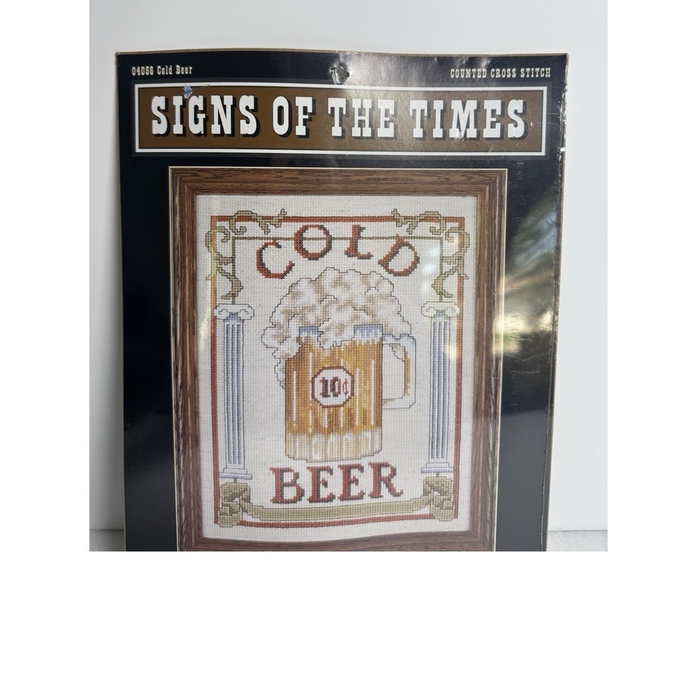 Cold Beer Counted Cross Stitch Kit Signs of the Times 10" x 8" - Picture 4 of 6